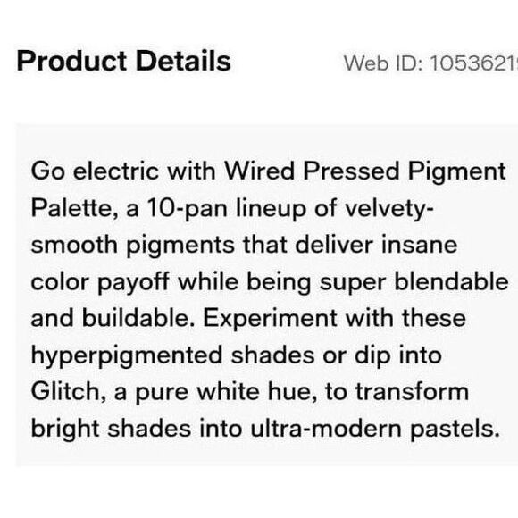 URBAN DECAY WIRED FACE, BODY & EYESHADOW 10 PAN PALETTE - Picture 6 of 8